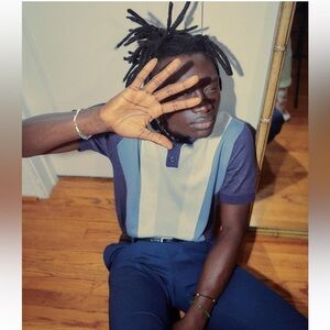 Propoganda Agency blue knit polo shirt